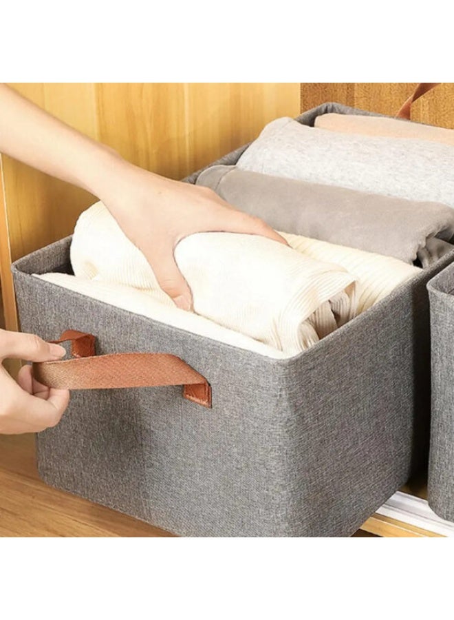 3 قطع من صندوق تخزين اوكسفورد لتنظيم الملابس والفوط والمفروشات قابل للطي ، مقاس 44*30*20 سم (رمادى) - Image 3